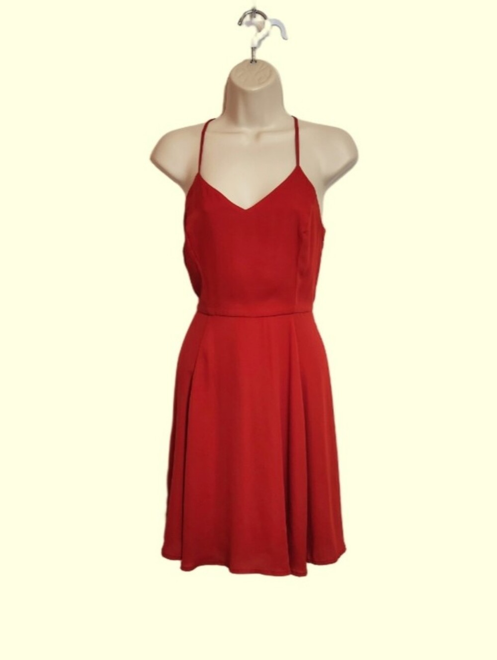Express Red Fit And Flare Spaghetti Strap Halter Back Mini Dress Size 8